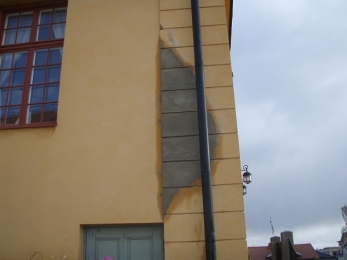 Renovering av puts på norrtälje tingshus fasad